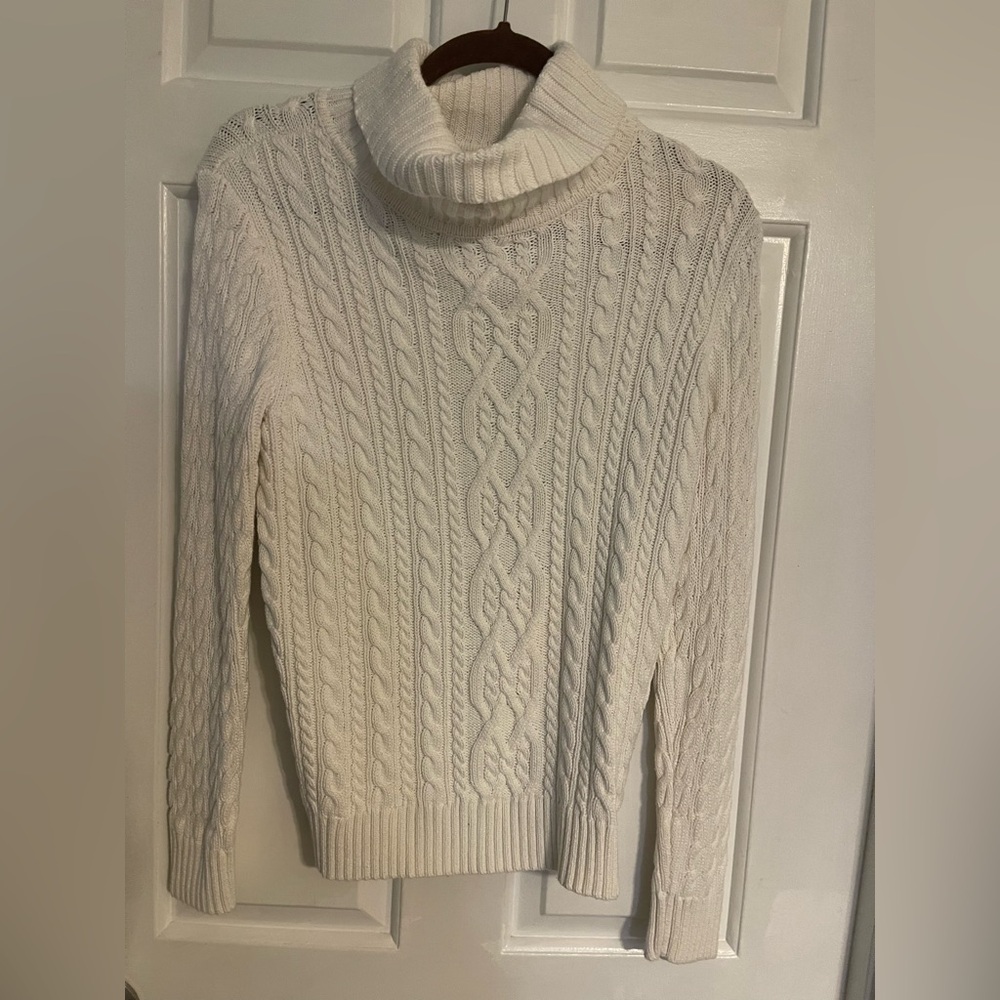 Croft & Barrow Ivory Cable Knit Turtleneck Sweater